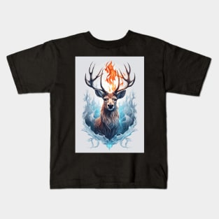 Fire and Ice Deer Animal Kids T-Shirt